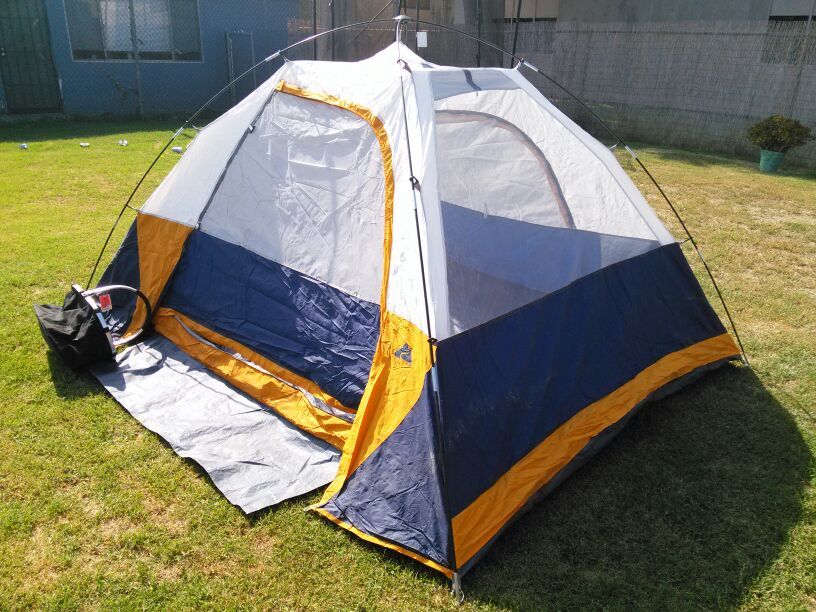 Ozark Trail Yellow n Blue Dome Tent, Sleeps 4, 9ft by 8ft
