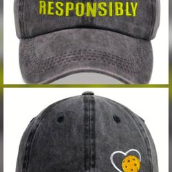 Pickleball Hat Embroidered Cotton Cap Adjustable Dink Responsibly or Heart Ball

Pickleball Style with Personality
These 100% cot