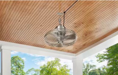 Hampton Bay Conyer 18 in. Indoor/Wet Outdoor 3-Speed Anywhere Fan Silver with Convenient Hanging Hook
