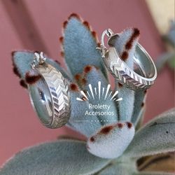 Sterling Silver 925 Hoops Diamond Cut Design