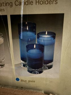 Set Of Blue Candle Holders