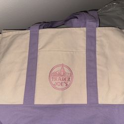 Trader Joe's purple canvas tote bag