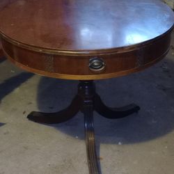 Antique Drum Table On Casters