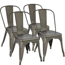 Iron Metal Dining Chairs Stackable Side Chairs Tolix Bar Chairs with Back Indoor-Outdoor Classic/Chic/Industrial/Vintage Bistro Café Trattoria Kitchen