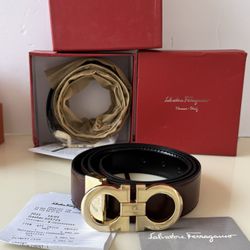 Ferragamo Men's Double-Gancini Reversible Leather Belt