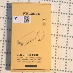 NEW Falwedi UC0214 Triple Display 12 in 1 USB C Hub with 2 HDMI & VGA, PD3.0, Ethernet, SD TF Card Reader, 4 USB Port, Mic/Audio, Type C Adapter Docki