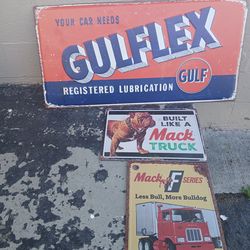 Gulf flex oil metal sign.