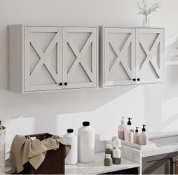 Brand New  Set of 2 Rustic Farmhouse Wall Mounted Cabinets