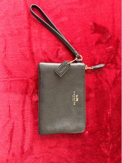 Coach black corner zip wristlet
