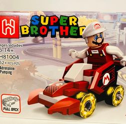Super Mario Kart Minifigure and White Hat Mario | New Building Kit STEM Toys