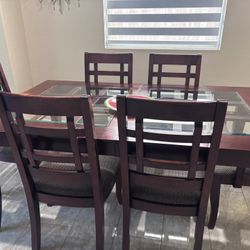 Dining Table With 6 Chairs & Extension 