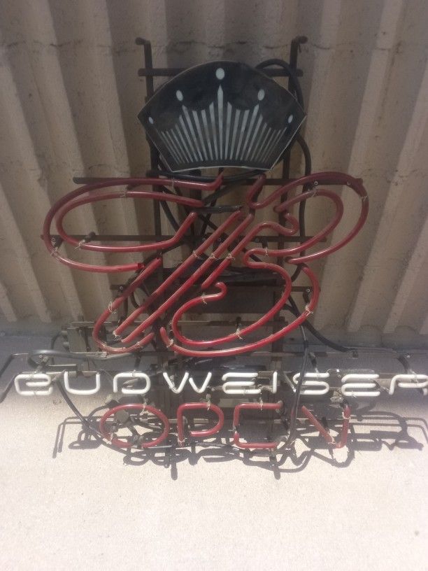 Budweiser Handblown Glass Neon Lit Original Sign