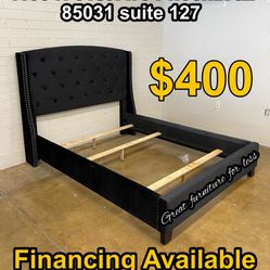 Queen Size Bed Frame Black Velvet Brand New