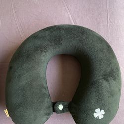 Nice! Travel Neck Pillow - Memory Foam - Black - Snap Clasp And Zipper Closure Cover