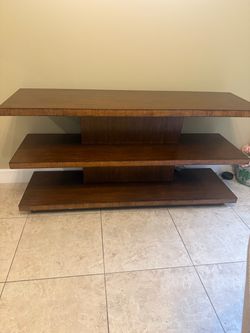 Dark Wood Three-Tier Console Table