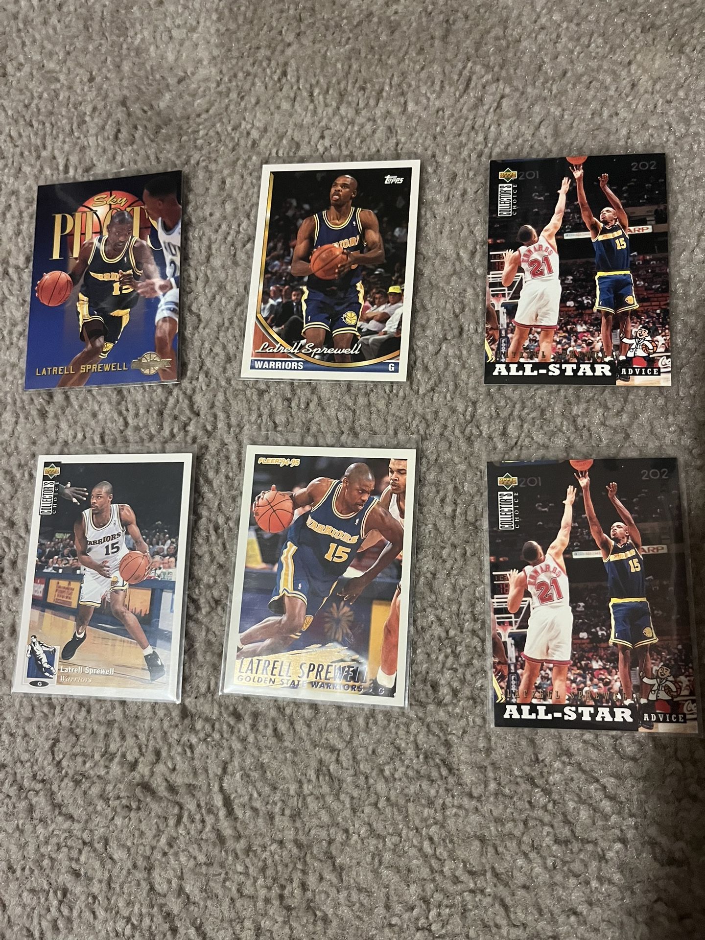 6 Latrell Sprewell Basketball Cards From 1994-95