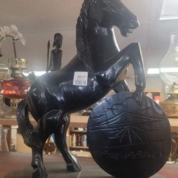 Wooden Carved Horse Statue
