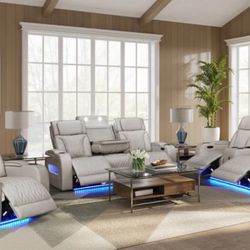 DUBAI 3PC RECLINERS W/ LED & SPEAKERS 