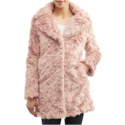 Kendall & Kylie Rose Blush Pink Teddy Faux Fur Coat Women’s Large L