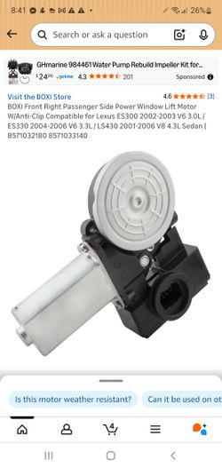 BOXI Front Right Passenger Side Power Window Lift Motor W/Anti-Clip Compatible for Lexus ES-2003 V6 3.0L / ES-2006 V6 3.3L / LS430 200