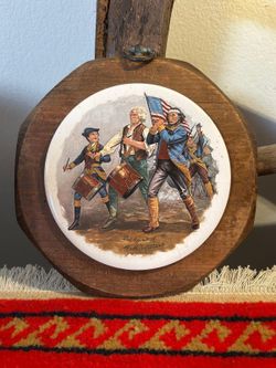 CUADRO DE MADERA Y PORCELANA FILETEADA