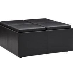 Coaster Wood & Faux Leather Storage Cocktail Ottoman in Dark Brown (Espresso) 