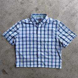 Vintage Cropped Plaid Button Down Shirt - S