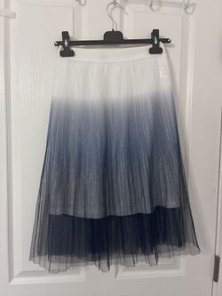 Blue-to-white ombre pleated tulle skirt - S