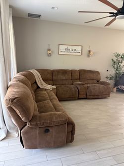 Large Brown Sectional Reclining Sofa