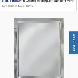 ALLEN ROTH CROME RECTANGULAR BATHROOM MIRROR 30 INCHES LONG BY 24 INCHES WIDE BRAND NEW