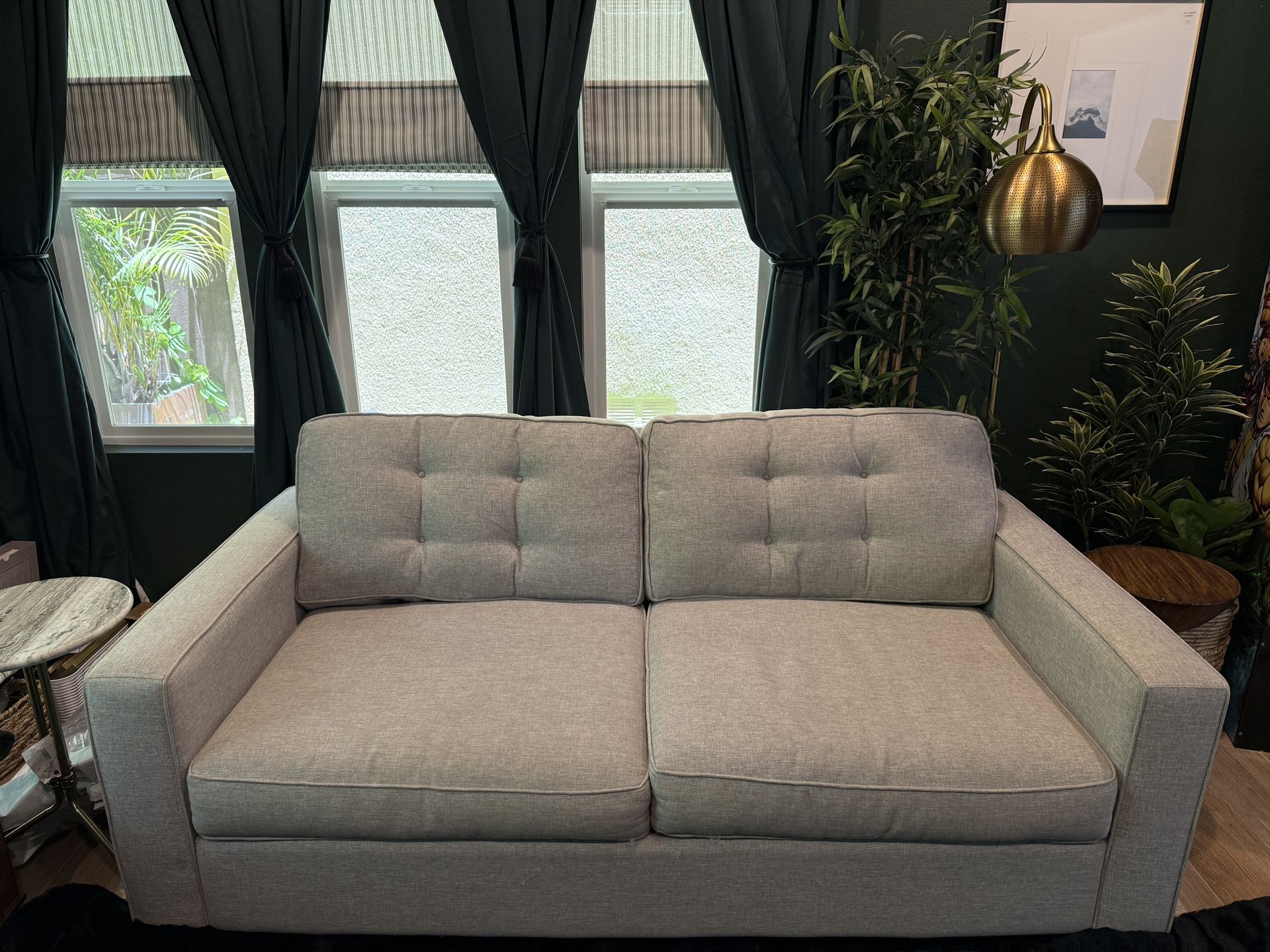 Macy’s Sleeper Sofa – Grey Performance Fabric – Lightly Used — Memory Foam Mattress + Bonus Topper!