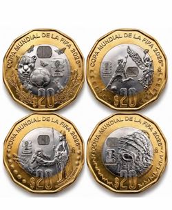 2026 FIFA World Cup Commemorative FULL SET Mexico $20 Pesos 4 Coin w CASING RARE