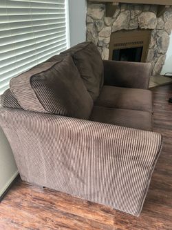 Brown loveseat