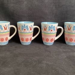 Set Of 4 Euro Ceramic Coffee Mugs 12 Oz. MLR-86580-4