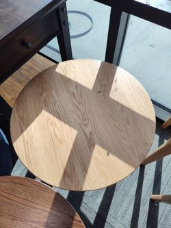 Round Light Wood Side Table