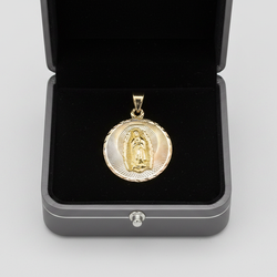 14K Tri Color Gold Diamond Religious Pendant