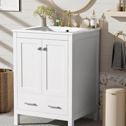 24 Inch White Bathroom Vanity with Sink