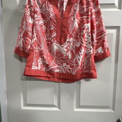 Banana Republic Orange and Ivory Silk Butterfly Tunic - Extra Small - EUC