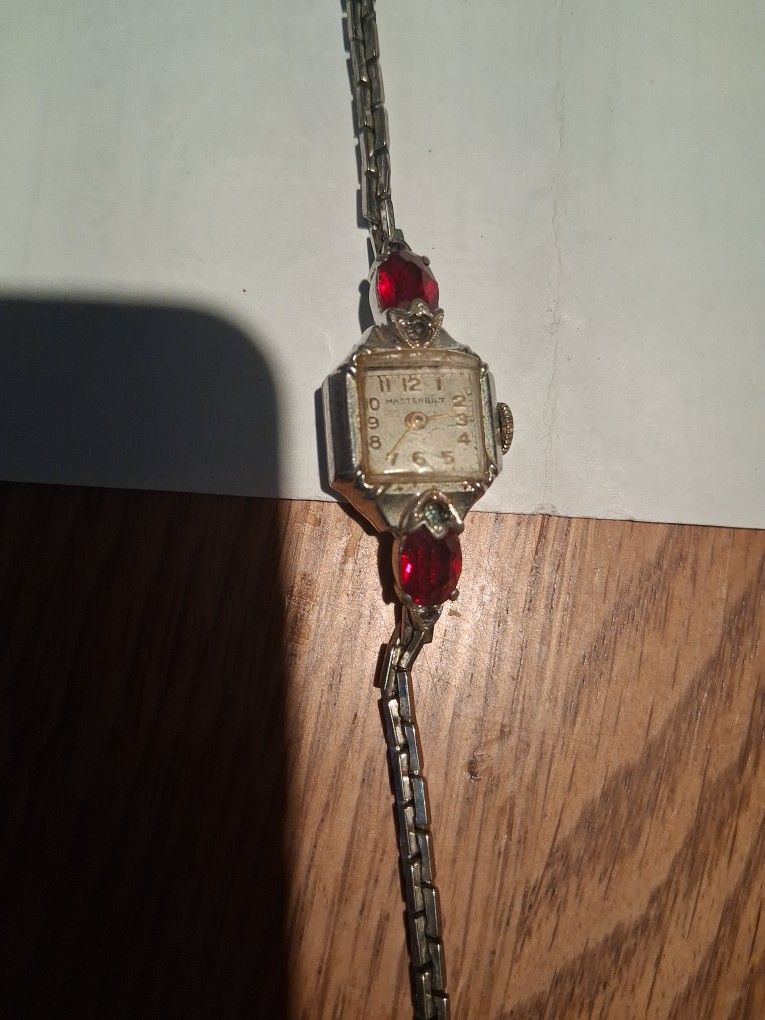 Watch Masterbilt Red Ruby ? Rhinestone?? . Vintage. Extremely Rare 