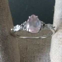 Silver And Rose Quartz Ring