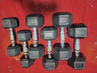 SET OF 10s  20s. 25s RUBBER COATED HEXHEAD DUMBBELLS TOTAL 110LBs 
11525 S HALSTED DUNKIN DONUTS/7111.S WESTERN WALGREENS 
110$  CASH ONLY AS IS 