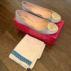 Tory Burch Designer Gray 2 Tone Ballet Flats Size 8.5