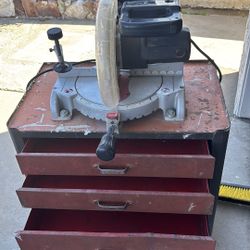 Miter Saw And Metal Storage On Wheels 