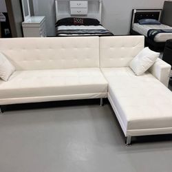 White reversible sectional sofa bed