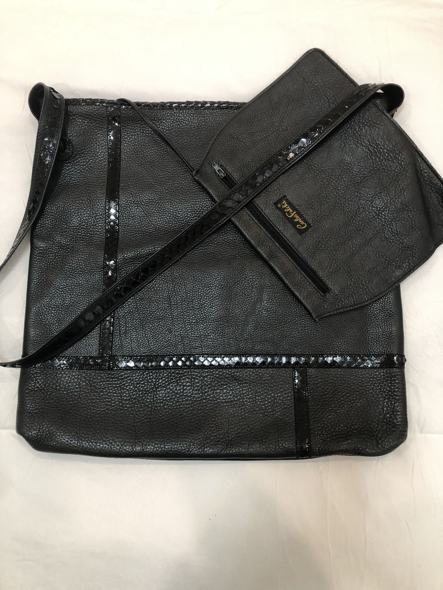 Carlos Falchi Black Leather Bag - NEVER USED