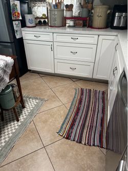 Vintage Multi-Color Striped Rag Rug