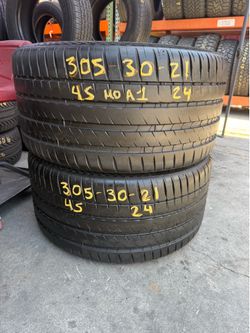 21” tires michelin 305/30/21 semi new with free installation $300
