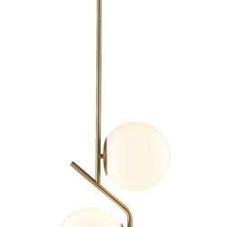CLAXY Mid-Century Pendant Lights 2-Light Gold Pendant Light Fixture with Milk Glass Globe for Kitchen Island Dining Room Restaurant Bar @B9