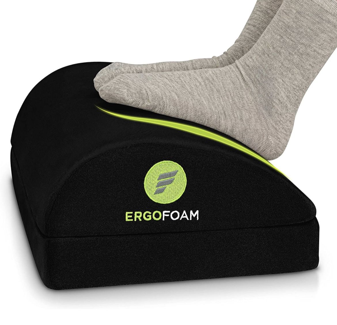 ErgoFoam Adjustable Desk Foot Rest for Added Height - Orthopedic Teardrop Design - Large Premium Under Desk Footrest - Most Comfortable Foot Rest Unde