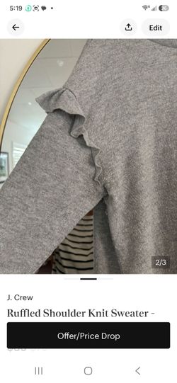 J. Crew Ruffled Shoulder Knit Sweater